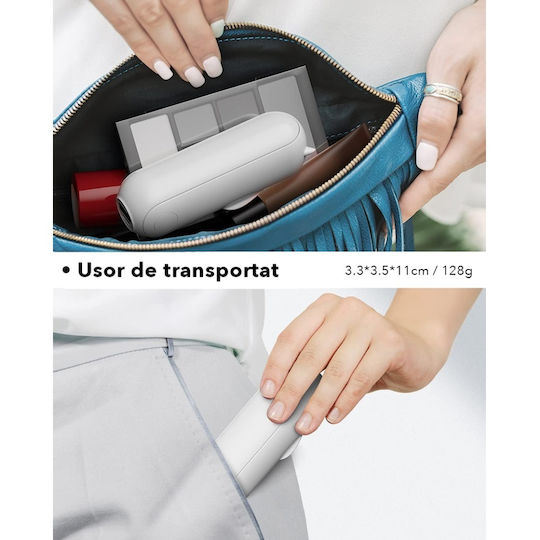 Ultra Portabil 3 În 1 Ventilator De Mână Birou Gât 3 Niveluri De Viteză Pliabil Baterie Portabilă 2000mah Autonomie 20h Skdr Airmini Alb