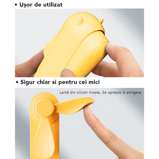 Ultra Portabil 3 În 1 Ventilator De Mână Birou Gât 3 Niveluri Viteză Pliabil Baterie Portabilă 2000mah 20h Autonomie Skdr Airmini Portocaliu