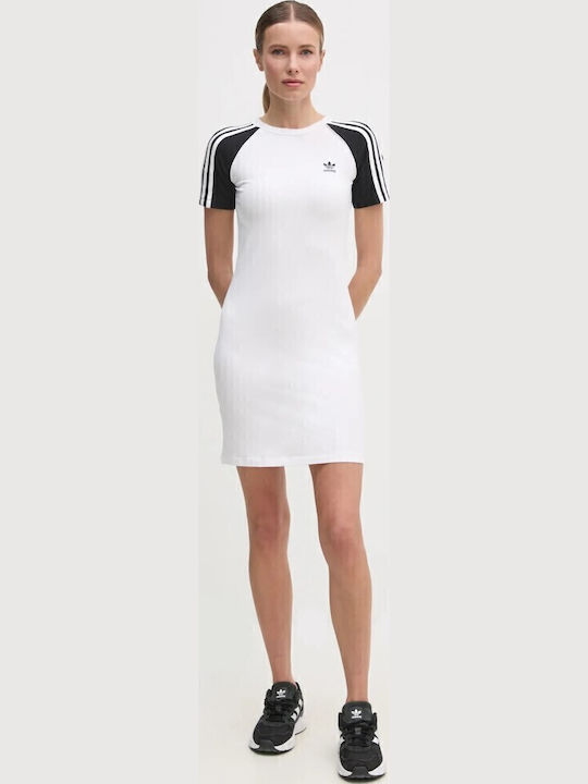 Καλοκαιρινό Mini Αθλητικό Φόρεμα Κοντομάνικο White/black