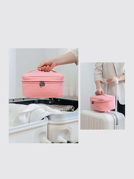 Vtg Compact Pink Travel Toiletry Bag Waterproof Pouches & Double Zipper