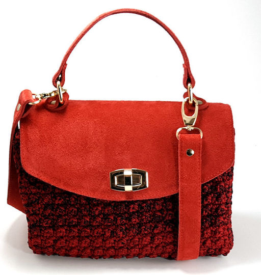 Chanellino Knitted Bag Set Leatherette Tabac Brown D2 Bronze Metal Elements