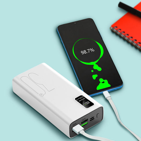 ET-Q8 Power Bank 30000mAh 22.5W with 4 USB-A Ports and USB-C Port Power Delivery White