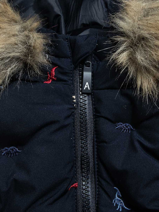Παιδικό Casual Μπουφάν με Επένδυση & Κουκούλα Navy Μπλε