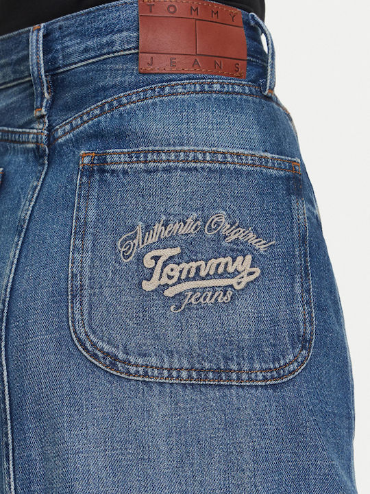 Denim Cu talie înaltă Midi Fustă Denim Medium