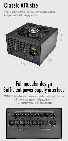 Leadway LWP-1000GM 1000W Black Computer Power Supply Full Modular 80 Plus Gold
