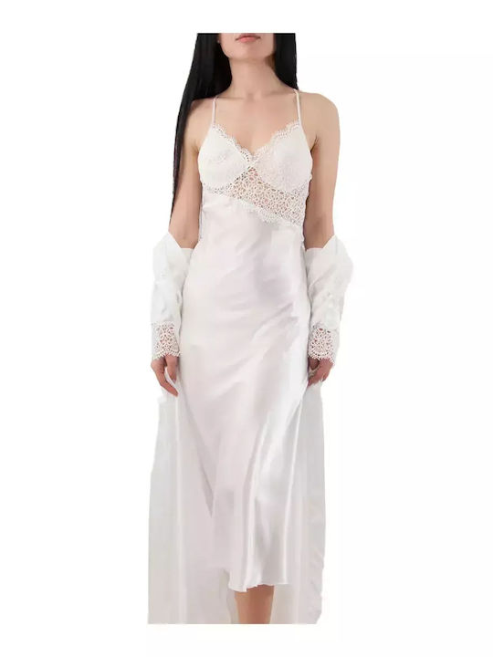 FMS Sommer Braut Damen Robe mit Nachthemd White
