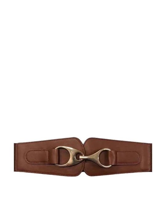 Wide Elastic Women's Belt Tabac Brown