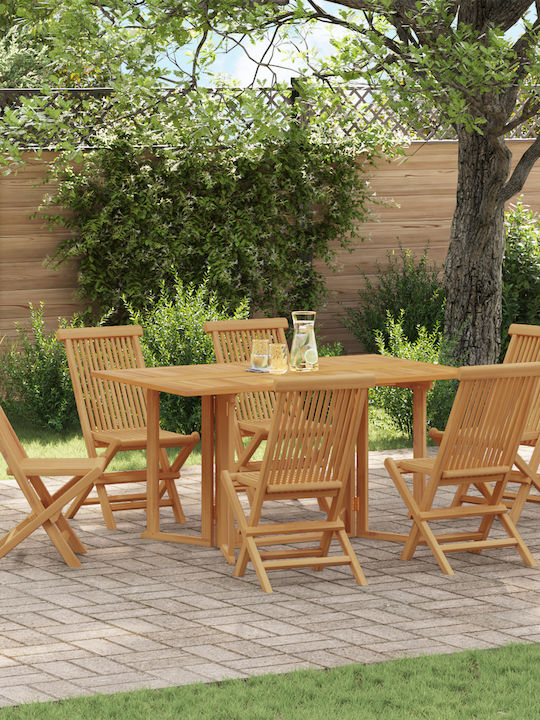 Set Sala De Mese Pentru Exterior 7 Piese Maro