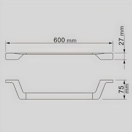 Inter Ceramic Single Wall-Mounted Bathroom Rail ​60x60cm Silver