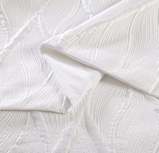 Liolios Home Set Coverlet Queen Size Microsatin White 250x240cm 3pcs