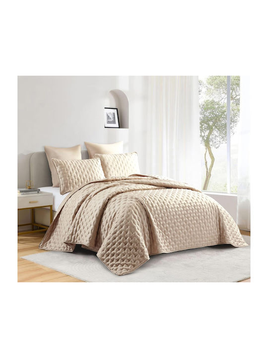 Liolios Home Bedspead Κουβερλί Υπέρδιπλο Microsatin Beige 240x250cm