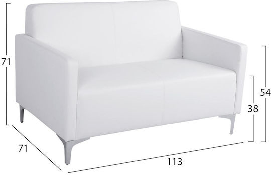 Nellie Two-Seater Couch Artificial Leather White 113x71x71 cm