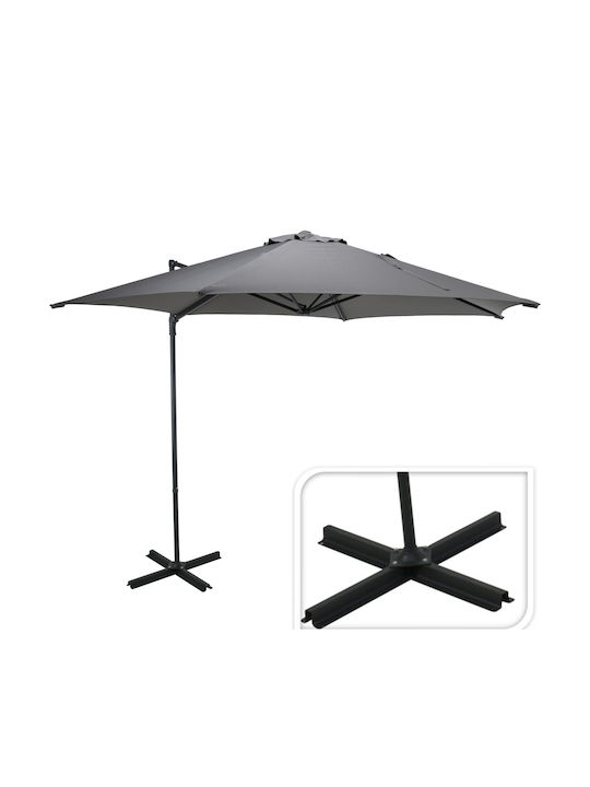 Hanging Circular Aluminum Garden & Terrace Parasol Grey Diameter 2.7xHeight 2.25m
