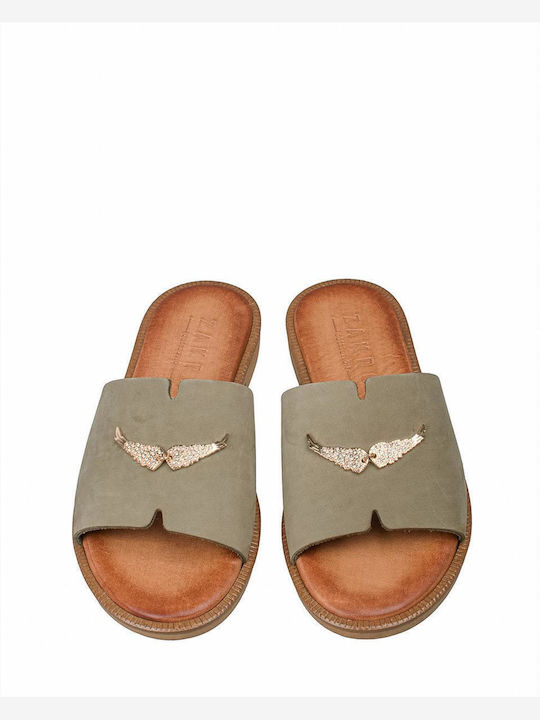 Women's Flat Sandals in Green Color