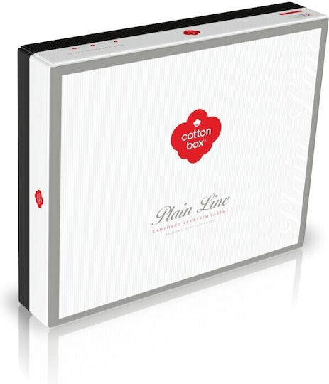 Cotton Box Set Huse Pentru Pilote 100% Bumbac 200x220cm Dublu Cu 2 Fețe De Pernă & 1 Cearșaf Gri-Bej