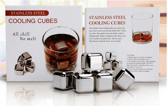 Σετ Επαναχρησιμοποιούμενα Παγάκια Whisky Stainless Steel 6 Τμχ