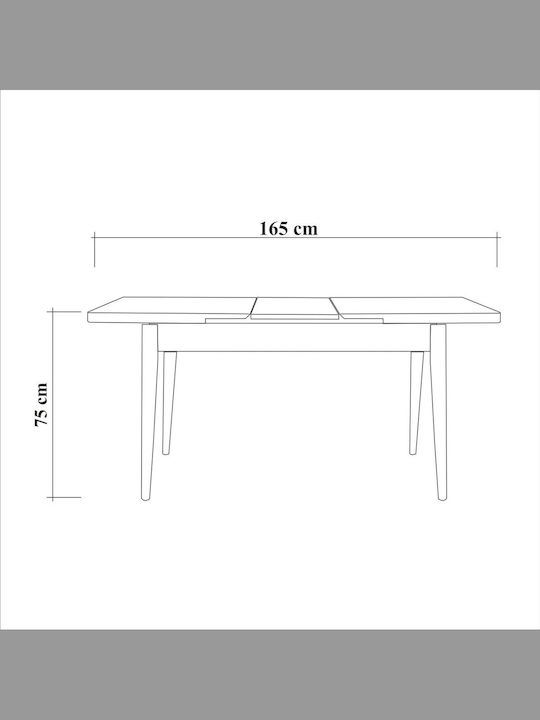 Dining Room Vina Expandable 5pcs 165(+)x80cm