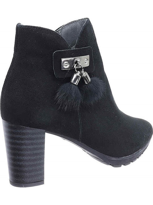 Leder Stiefeletten Damen Schwarz