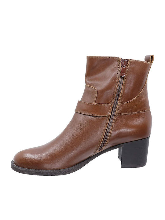 Leder Stiefeletten Damen Tabac Braun