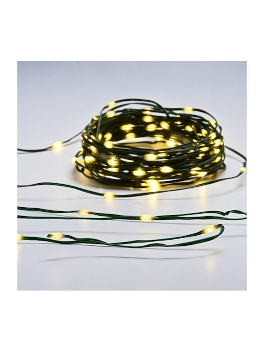 100 Светлини LED 10m. Топъл бял На батерия тип Лента 1бр