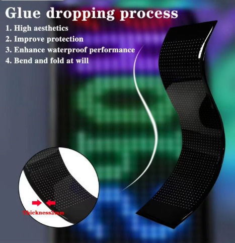 Roza Flexibles Bildschirm Panel Led Bluetooth Anpassbarer Text Bewegtes Bild Über App Auto 133×19cm 10581