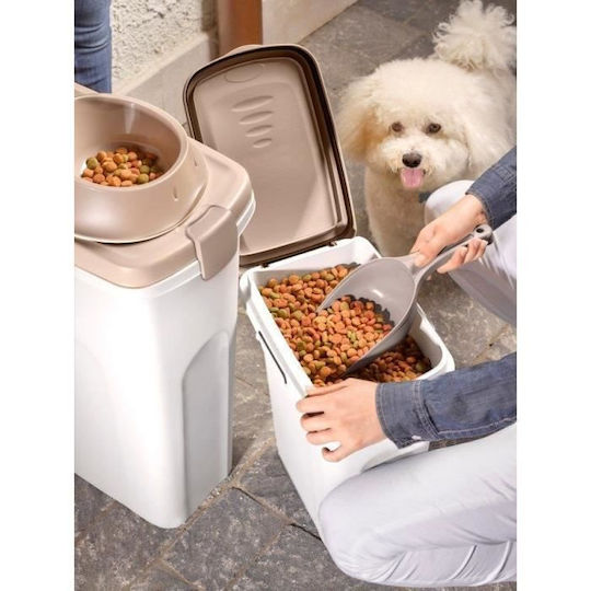 Stefanplast Cibo Plastic Food Storage Container for Dog & Cat 25lt 51cm in White Color