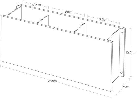 Schreibtisch-Organizer 3 Fächer Ymzk2732 25x7x10,2cm Naturweiß Yamazaki