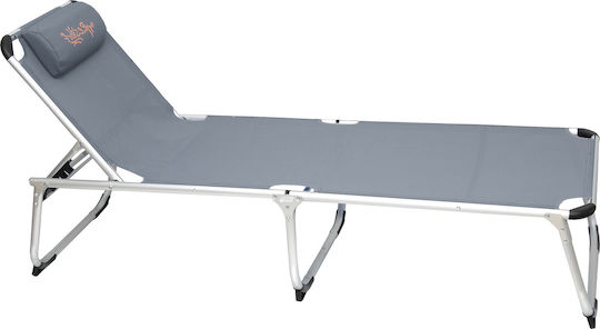 Campus Beach Sunbed Grey Foldable Aluminum with Pillow 187x58x30cm