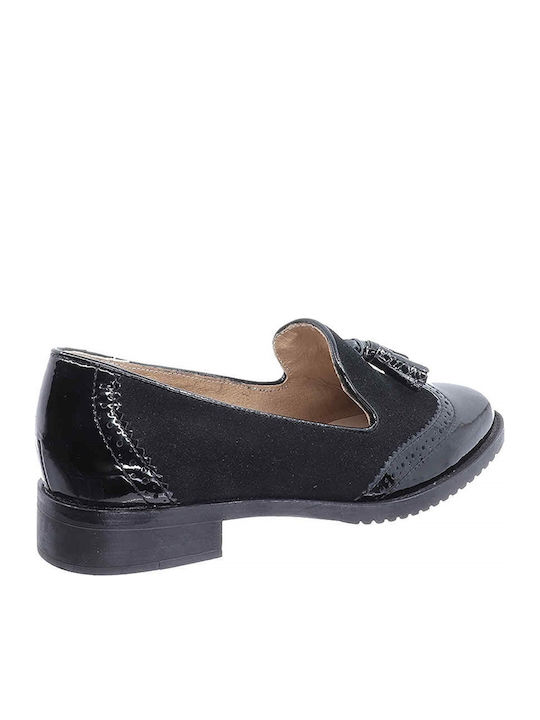 Δερμάτινα Γυναικεία Loafers σε Μαύρο Χρώμα
