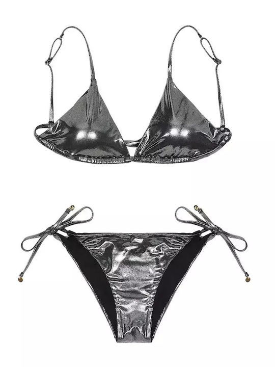 Set Bikini Τριγωνάκι Πουά Black Micro Foil Dot