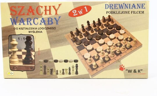 W&k Chess 2 In 1 Wooden Checkers