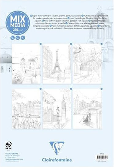 Odelia Drawing Pad A4 20 Sheets 250 Gr Cities Clairefontaine