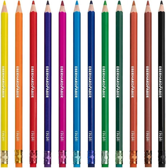 Eberhard Faber Set de creioane colorate 3mm cu radieră 12buc Pachet de 1 ambalaje