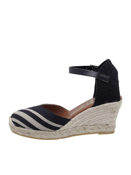 Women's Leather Platform Espadrilles Black