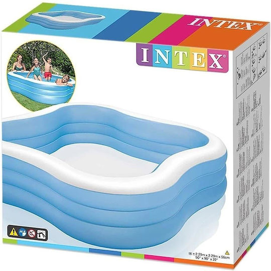 Intex Swim Center Children's Square Swimming Pool 1250lt Inflatable 229x229x56cm Blue