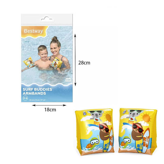 Bestway Surf Buddies Schwimmflügel Für Kinder 3-6 Jahre 23x15cm Transparent