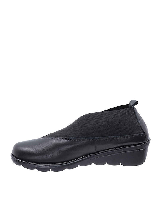 Anatomische Damen Slip-Ons Leder Schwarz
