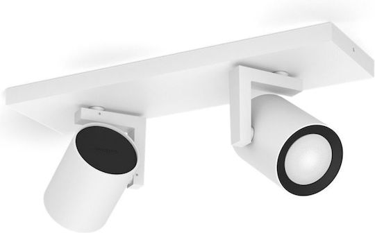 Philips Argenta Διπλό Σποτ σε Λευκό Χρώμα Philips Argenta Διπλό Σποτ σε Λευκό Χρώμα