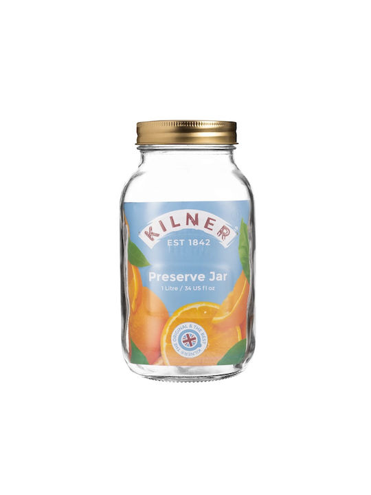 KIlner Βάζο Γενικής Χρήσης με Καπάκι Γυάλινο Διάφανο 1000ml