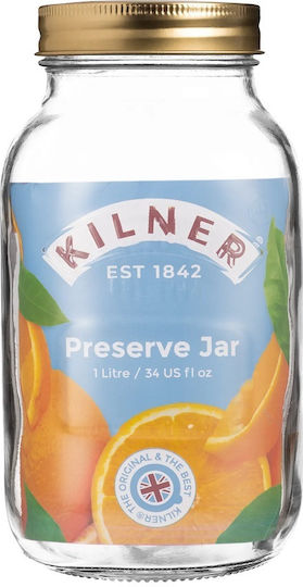 KIlner Βάζο Γενικής Χρήσης με Καπάκι Γυάλινο Διάφανο 1000ml