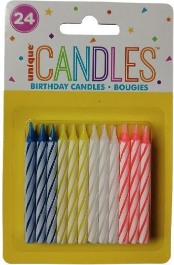 Κεριά Πολύχρωμα Multicolor Spiral Birthday Candles 24 Τμχ