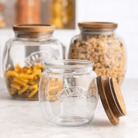 KIlner Βάζο Γενικής Χρήσης με Καπάκι Ξύλινο Διάφανο 2000ml