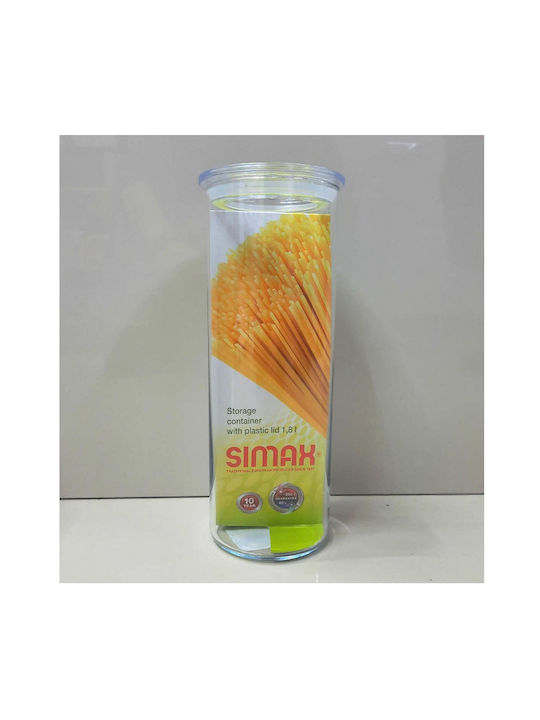 Simax Βάζο Ζυμαρικών με Καπάκι Γυάλινο Διάφανο 1800ml