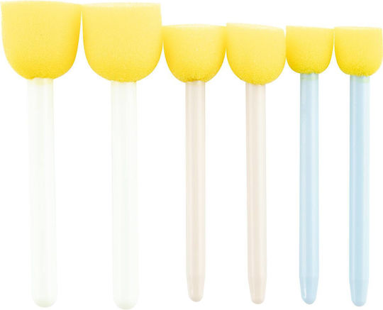 Round Sponge Brushes Set of 6 Mushroom Shape Sizes 15mm 20mm 35mm Stylex