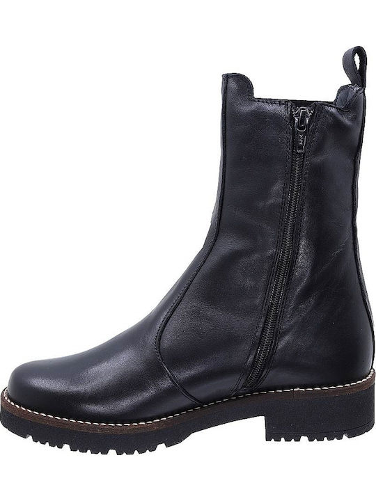 Leder Damen Stiefeletten Schwarz