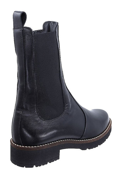 Leder Damen Stiefeletten Schwarz