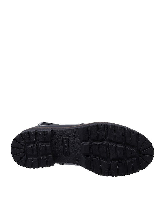Leder Damen Stiefeletten Schwarz