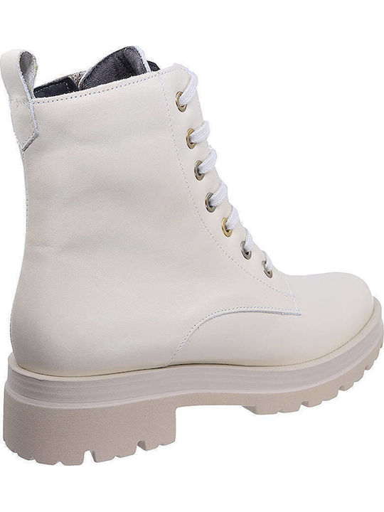 Leder Stiefeletten Damen Beige