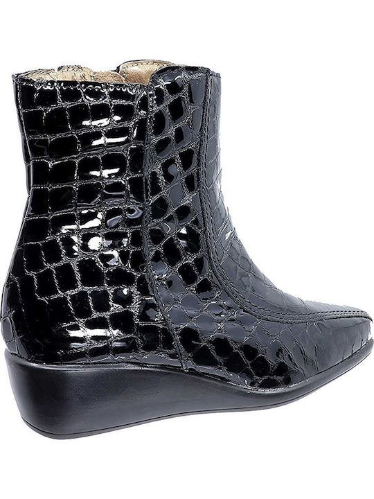 Stiefeletten Damen aus Lackleder Schwarz