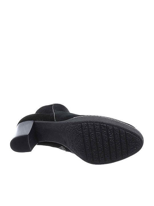 Leder Stiefeletten Damen Schwarz